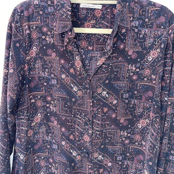 Mes Demoiselles Womens Donovan Shirt Dress Size 8 Black Multicolor Pure Silk - Picture 2 of 16